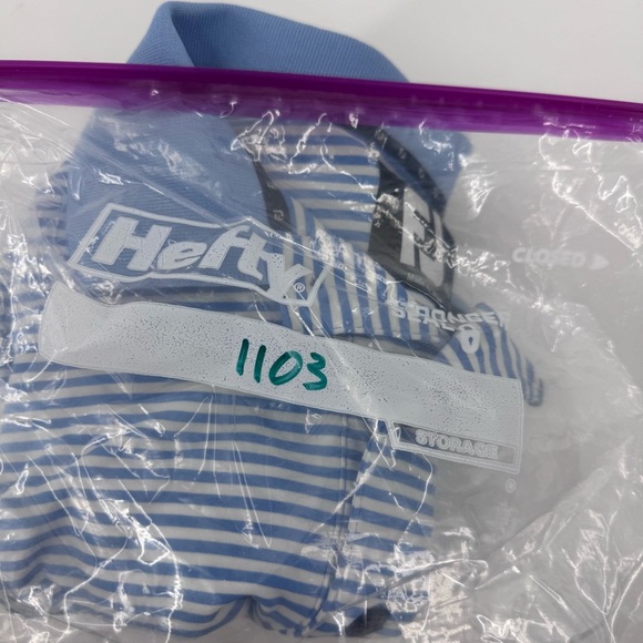 FootJoy Pro Dry Light Blue and White Striped Polo Shirt - Picture 6 of 6